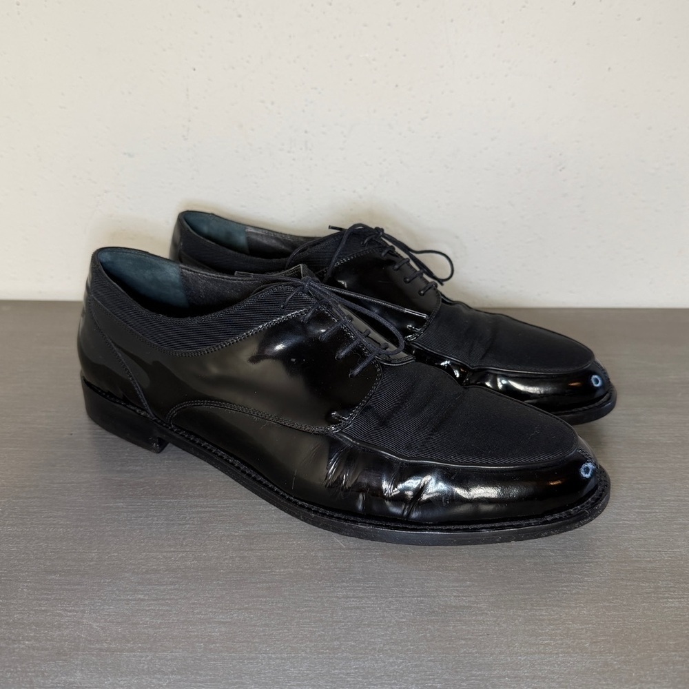 Vintage 80s Cole Haan Made in Italy Black Patent Leather Dress Shoes Size 11.5 D